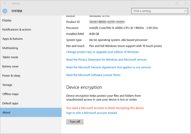 Risk Management: Windows 10 encryption check